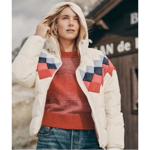 marine layer Archive Sierra Puffer Jacket Antique White Sz M NWT - Picture 13 of 13